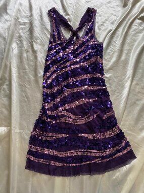 Vintage y2k Purple Pink Mesh Sequin Tank Top Fairy Party XS/S Striped